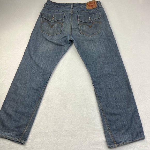 Levi's 514 Slim Straight Jeans Mens 34 x 30 Denim Pants‎ Blue Faded - Picture 15 of 16